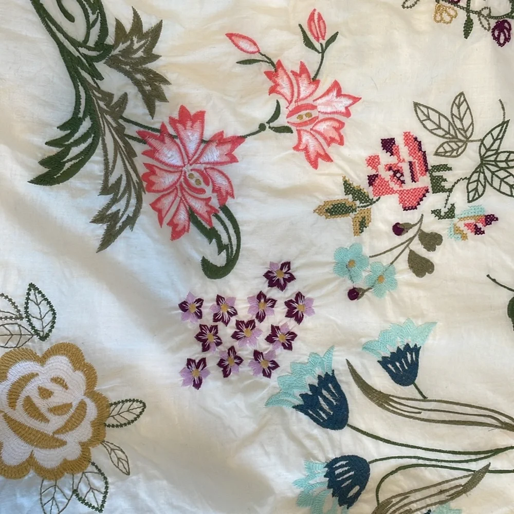 Talbots fully lined Aline cream embroidered flower side zip skirt - Picture 11 of 14